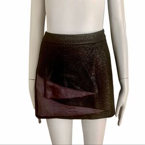 BCBGENERATION Black Shimmer Zip Mini Skirt Party Date Night